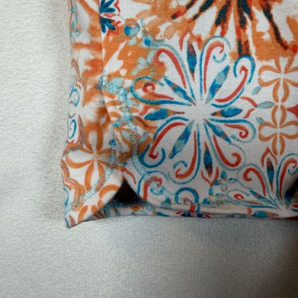 Talbots Skort 2X Orange Blue Geo Print Pull On Stretch Golf Skirt Built In Short - Picture 7 of 9